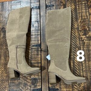 Universal Thread May over the knee scrunch Tan tall Heeled Boots
